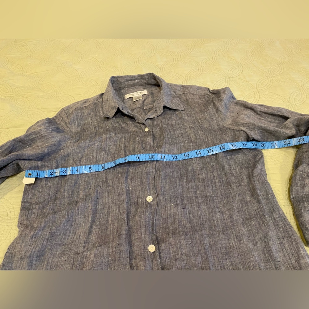 Brooks Brothers Heathered Slate Blue Linen Shirt - Picture 6 of 11